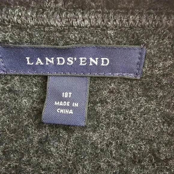 Plus Size Lands’ End 100% Wool Button Down Cardigan Sweater Jacket Gray Size 18T - Picture 3 of 5
